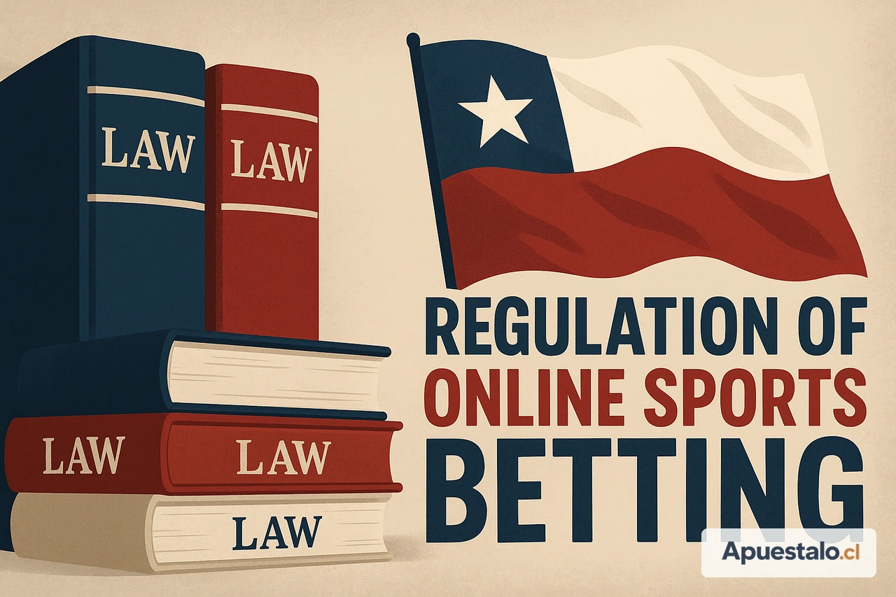 Ilustración editorial sobre el marco legal de las apuestas online en Chile