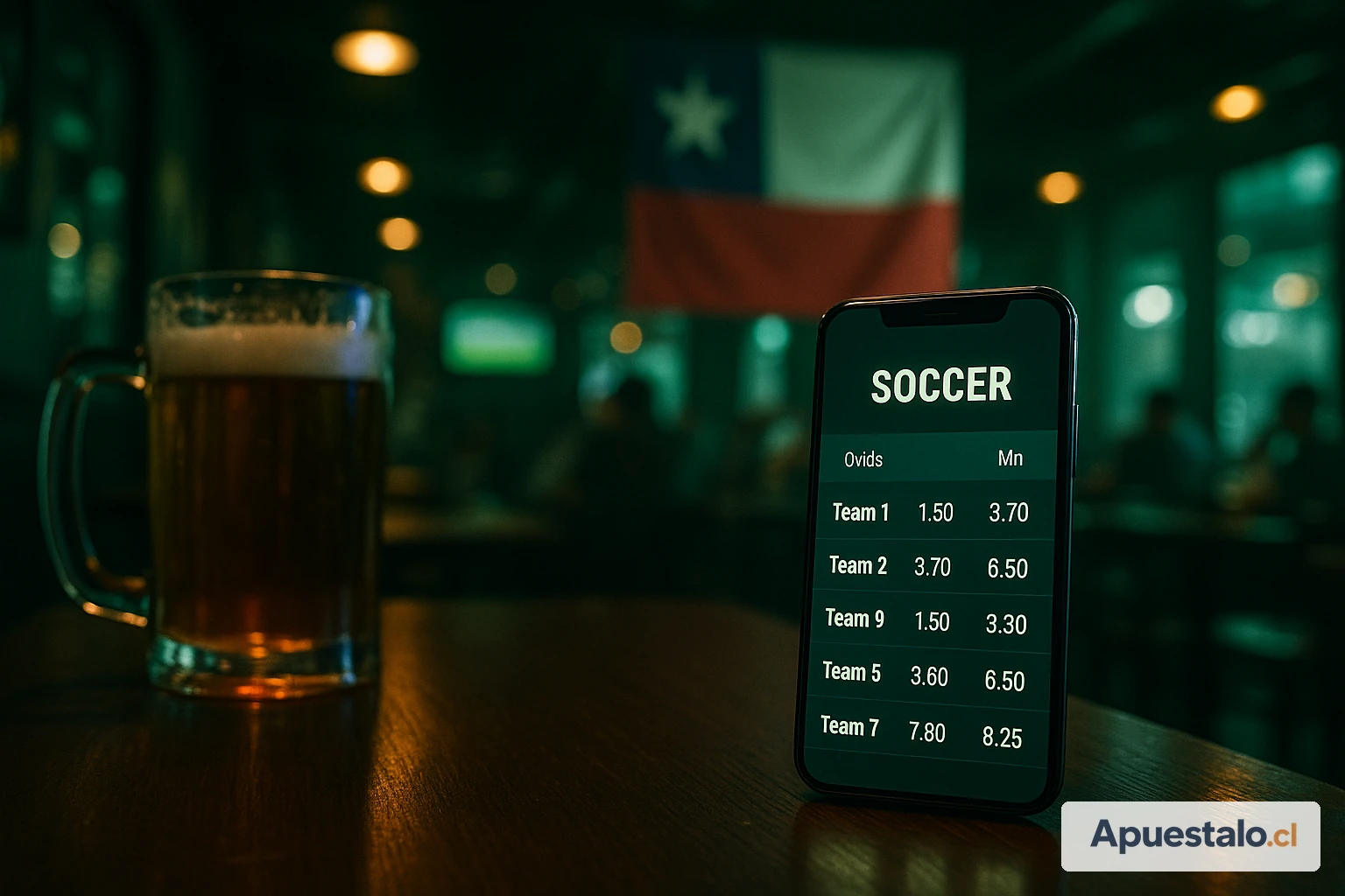 Ilustración editorial de apuestas deportivas en Chile (Juegalo)