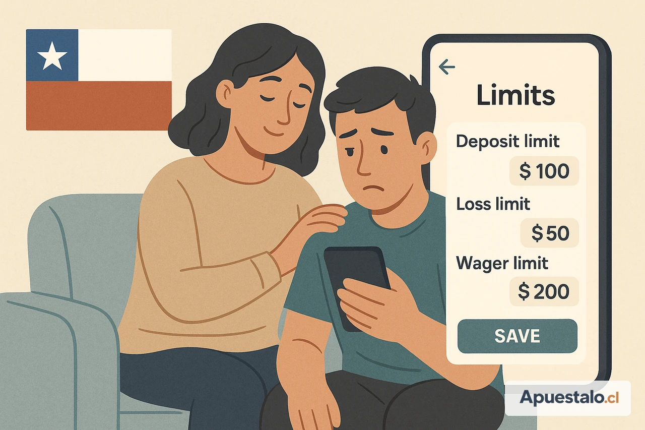 Ilustración de límites de juego responsable en el móvil