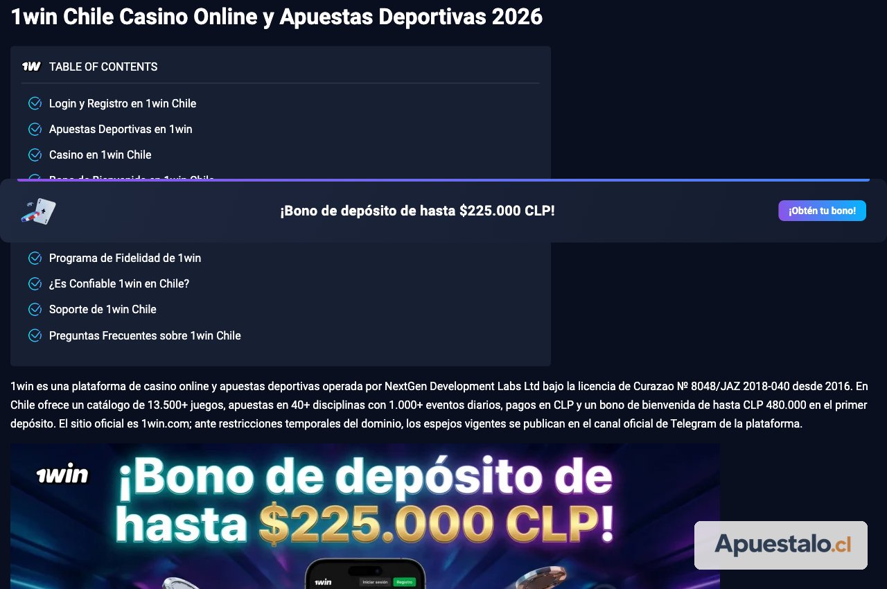 Captura del bono / inicio de 1win
