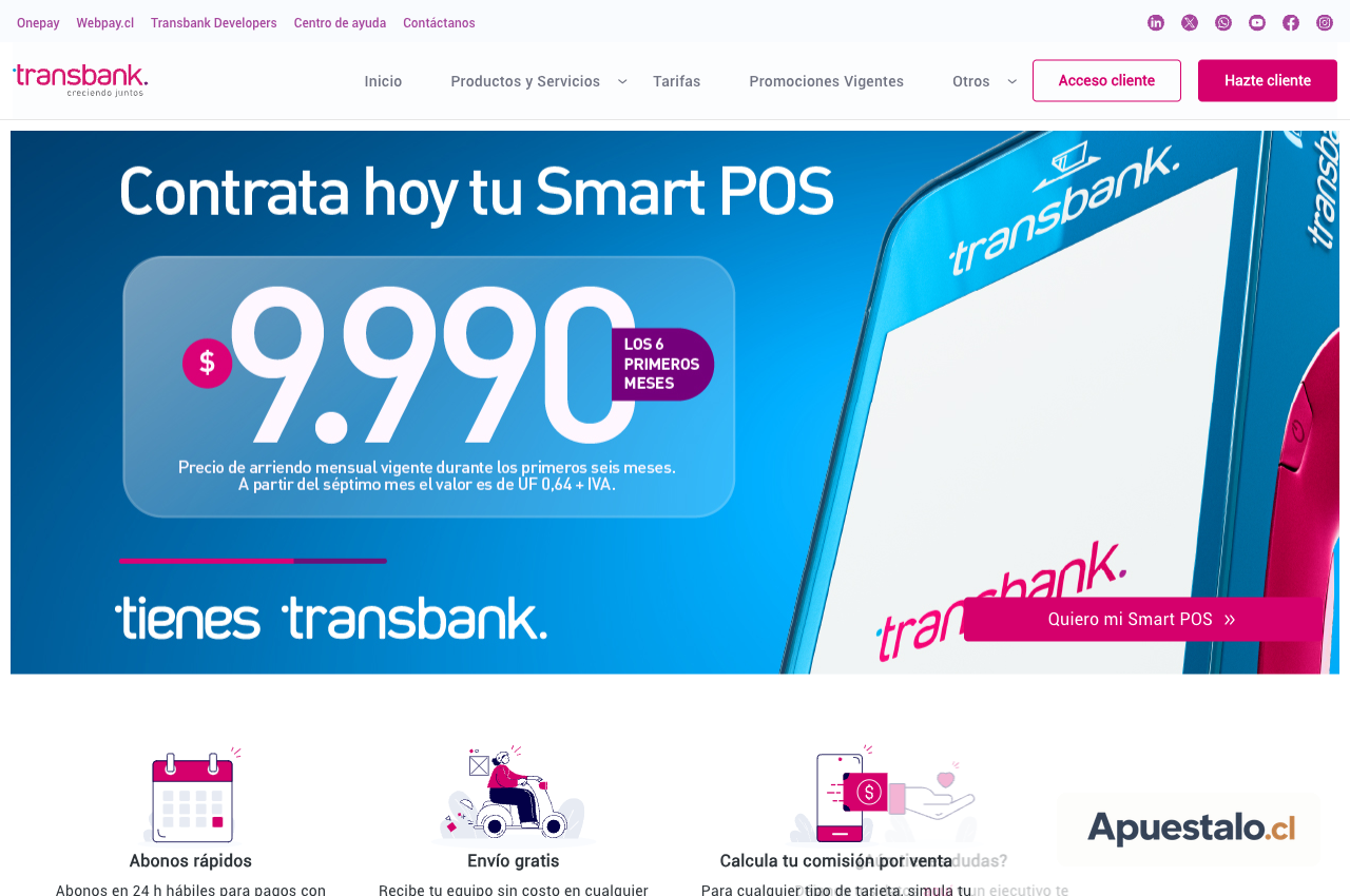 Página oficial de Transbank (Webpay)